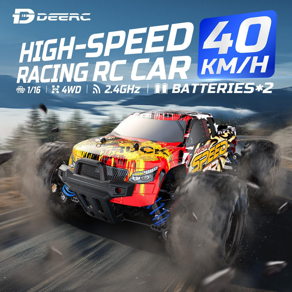 DEERC 9309E RC Cars for Adults 40KPH - 1:16 Yellow - image 2