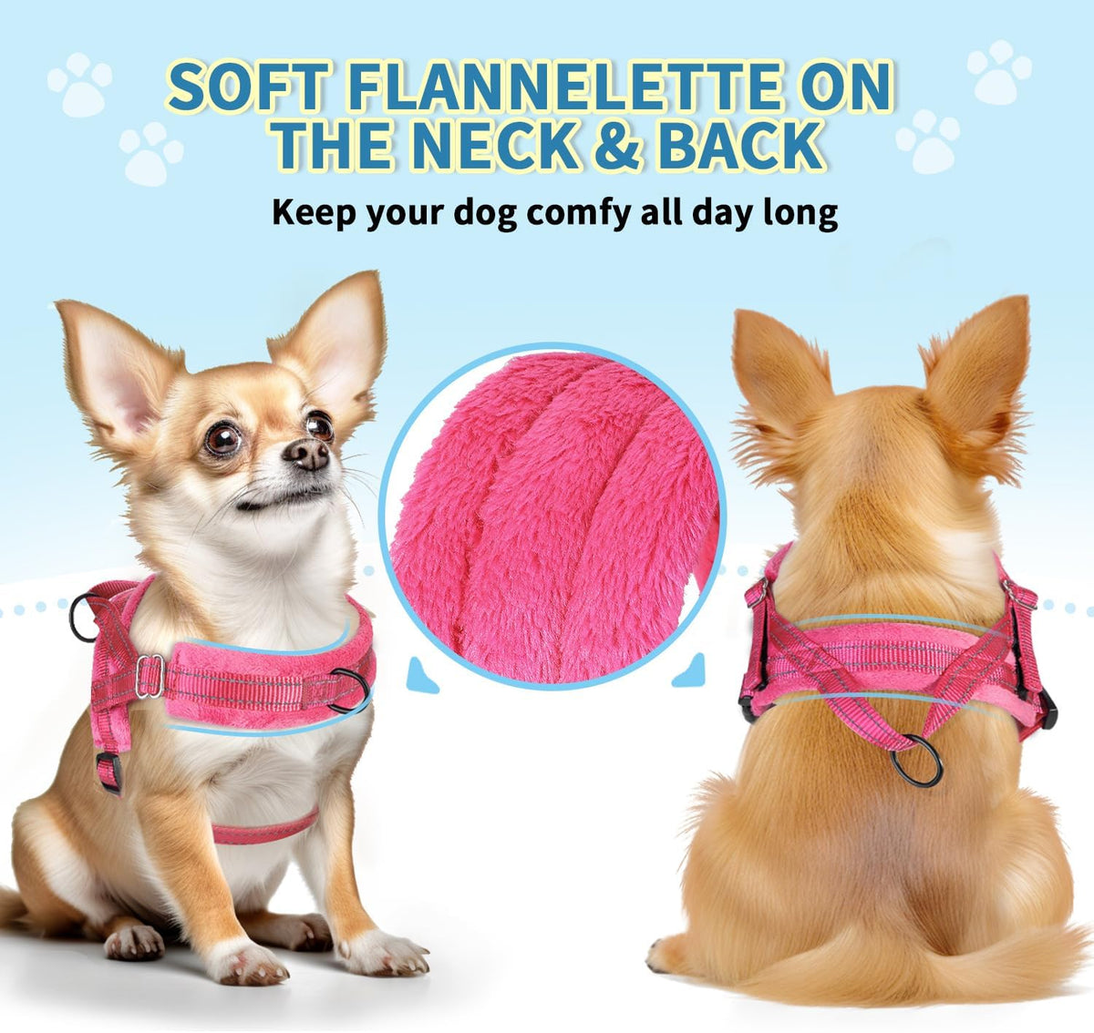 Lukovee Small Dog Harness and Leash Set, No Pull Soft Padded, XS - B-pink / M ( Chest 19.7'' ~ 29.1'') - image 4