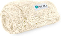 PetAmi Fluffy Sherpa Waterproof Dog Blanket for Small Pet Cat - Beige / Small (24x32)