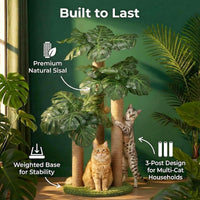 LEMONDA 31.5Inch Palm Tree Cat Scratching Post – Essentials for Cats - Monstera tree - image 2