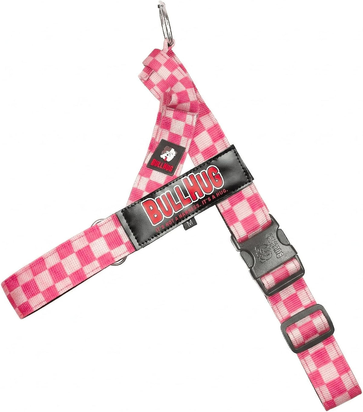 Adjustable Dog Harness, No Pull, No Choke, for English Bulldogs - PINK Checkers / XL - (Neck: 21" - 26" Chest: 33" - 36")