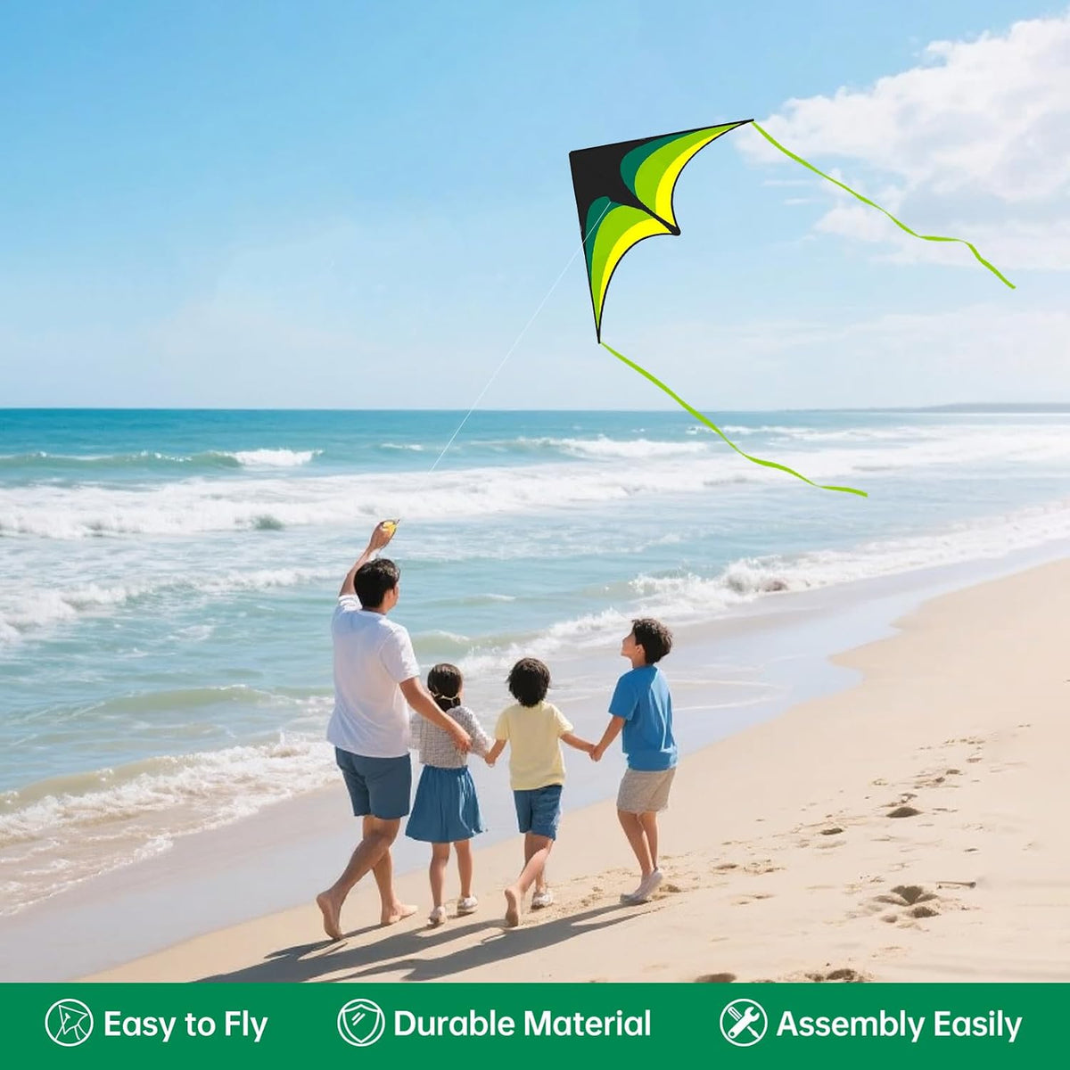 Delta Kite for Kids Ages 4-12 - 1 / Green&Blue&Pink - image 2