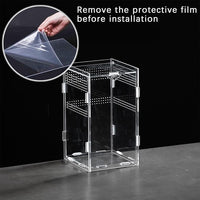 Micro Habitat Terrarium Kit (4pc Set) - Acrylic Reptile & Spider Enclosure (4.7 * 4.7 * 8 Inches)