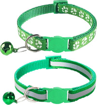 2 Pack Breakaway Cat Collars with Bells - Green