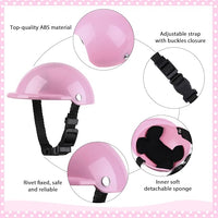 Frienda Dog Helmet and Goggles, UV Protection Doggy Sunglasses and 4 Inch Padded Puppy Motorcycle Helmet Adorable Dog Goggles with Adjustable Belt for Small Dogs Puppy Riding(Pink,S)