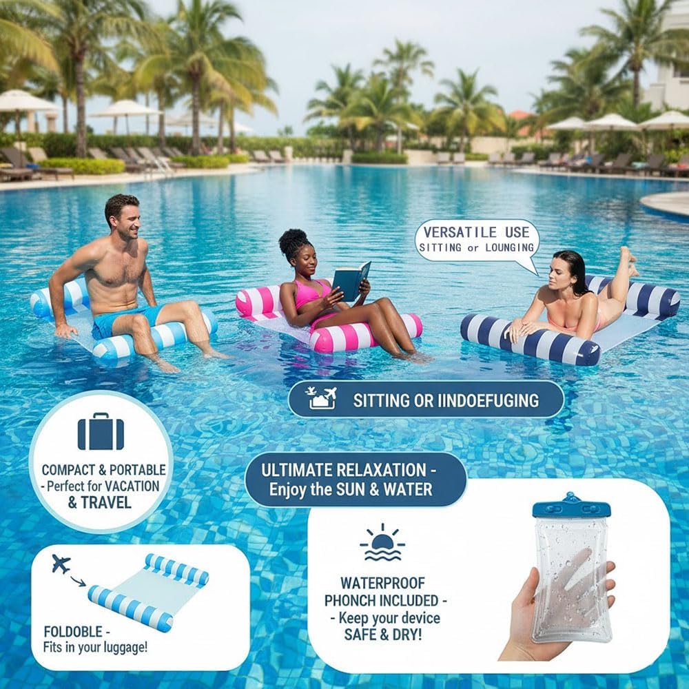 Auspicious Rain 4-in-1 pool hammock floats in assorted colors - view 16