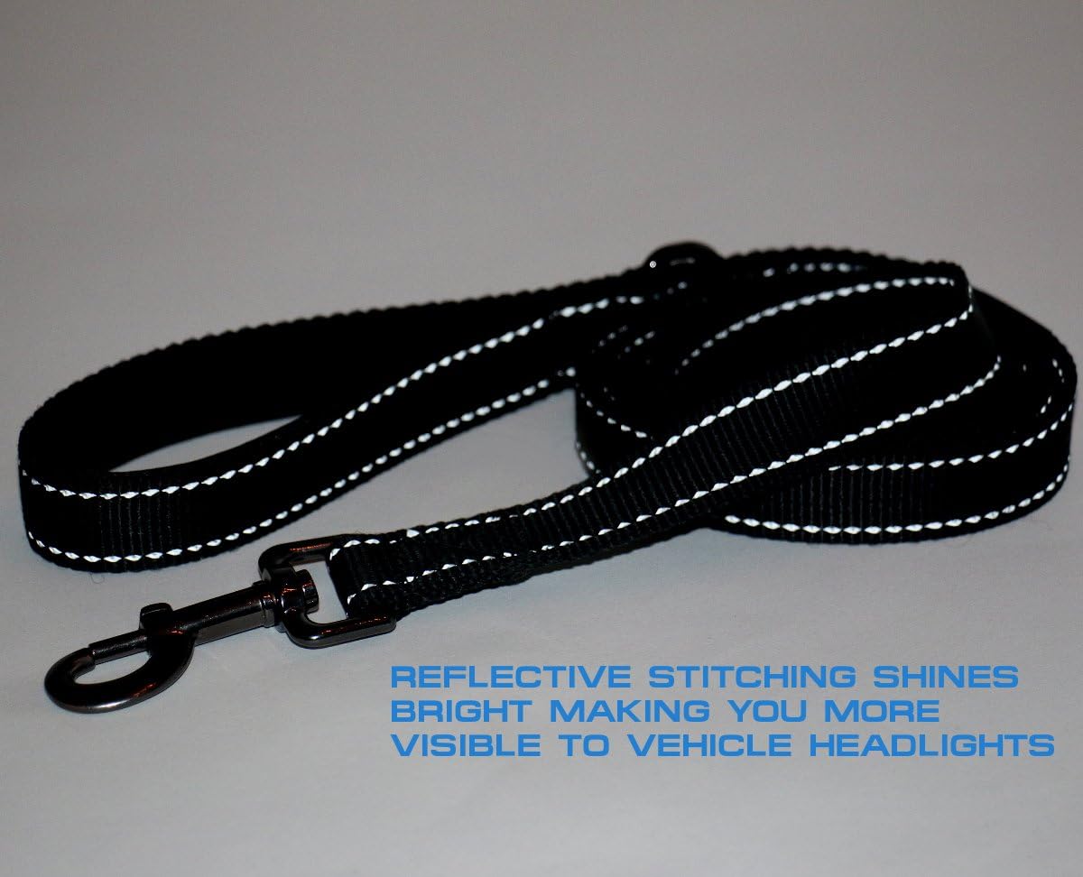 Max and Neo Double Handle Traffic Dog Leash, Reflective - 6 FT / Black - image 3