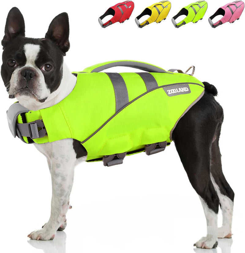MIGOHI Dog Life Jacket,Reflective Dog Life Vest for Swimming Boating,Ripstop Dog Swimsuit - Green / Small