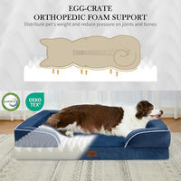 Comfort Expression Extra Large Dog Beds, Waterproof Orthopedic Foam Dog Beds, XL Dogs Bed with Bolster, Washable Dogs Sofa Pet Bed with Removable Cover & Non-Slip Bottom(X-Large,Navy Blue)