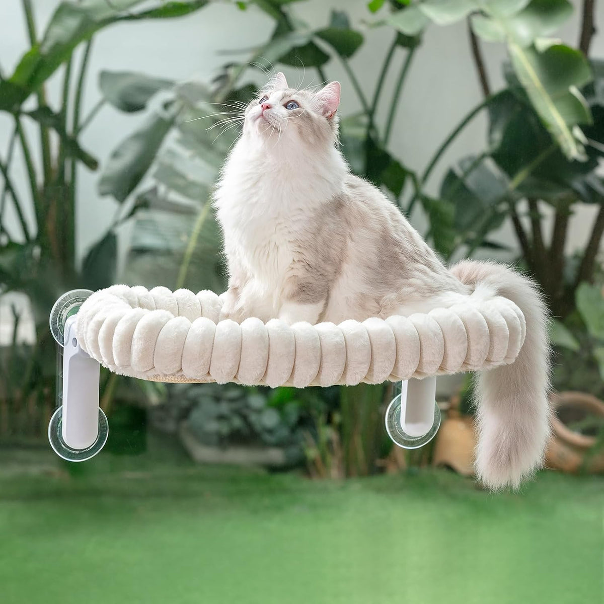 Sunhoo Foldable Cat Window Perch - White / 23.62"L x 11.8"W x 9.45"TH