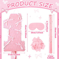 Feifeiya pink bow piñata with pink and white bat, eye masks and confetti - view 22