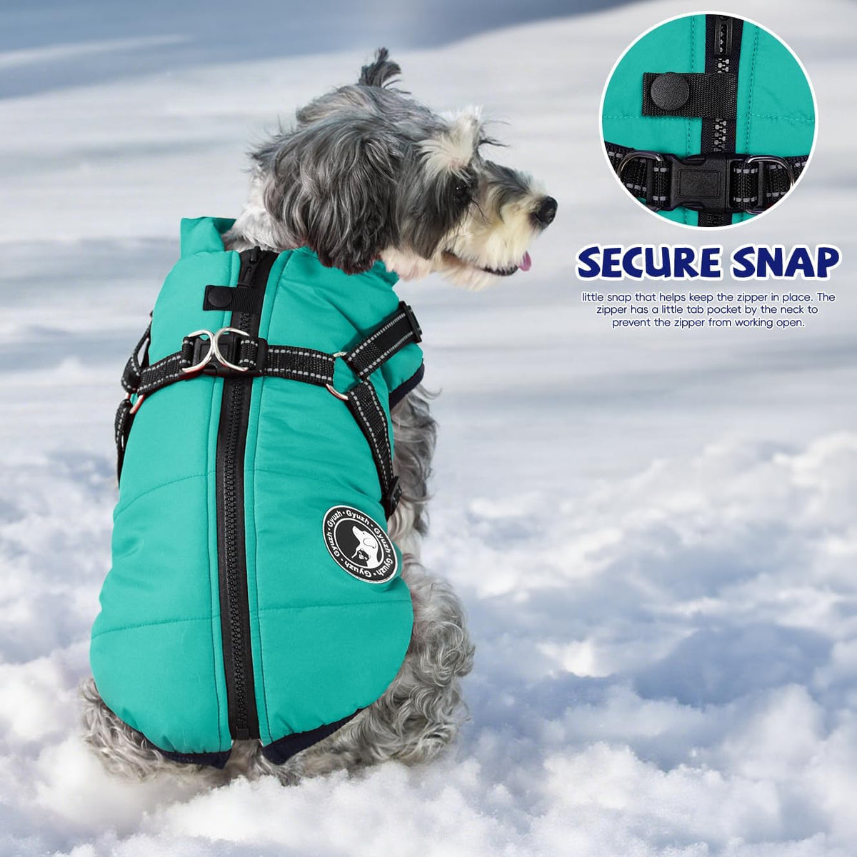 Gyuzh Dog Coat with Harness Puppy Coats Small Dog Harness Jacket - XXXXX-Large / lake green - image 4