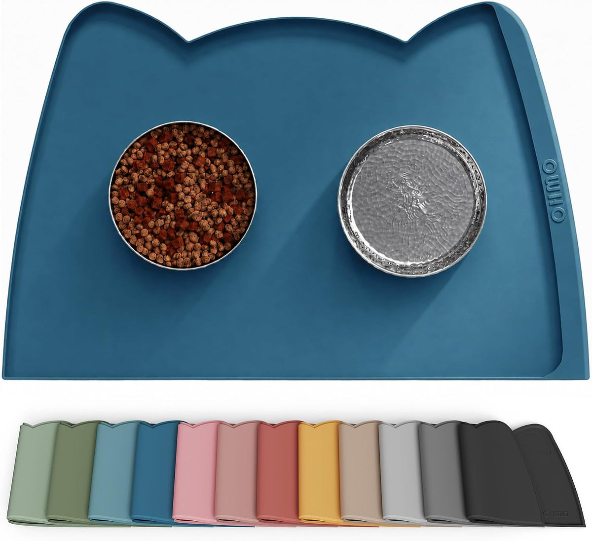 OHMO Cat Food Mat, Silicone Pet Feeding Mat, 18x9.8 - 24"L x 15"W / Teal