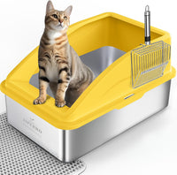 AIPERRO Stainless Steel Litter Box - Mustard Yellow / X-Large