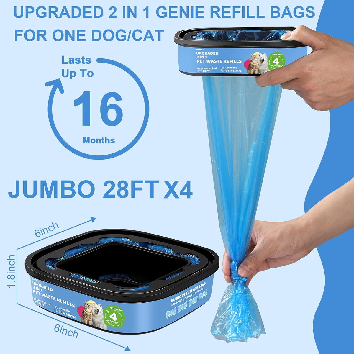 Genie Refill Bags for Cat Dog 2 Pack - 1 Count (Pack of 4) - image 2