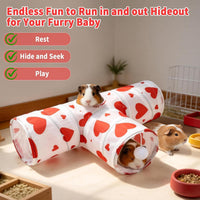 Guinea Pig Tunnel Hideout 3-Way Collapsible Small Pet Tubes - Heart - image 4
