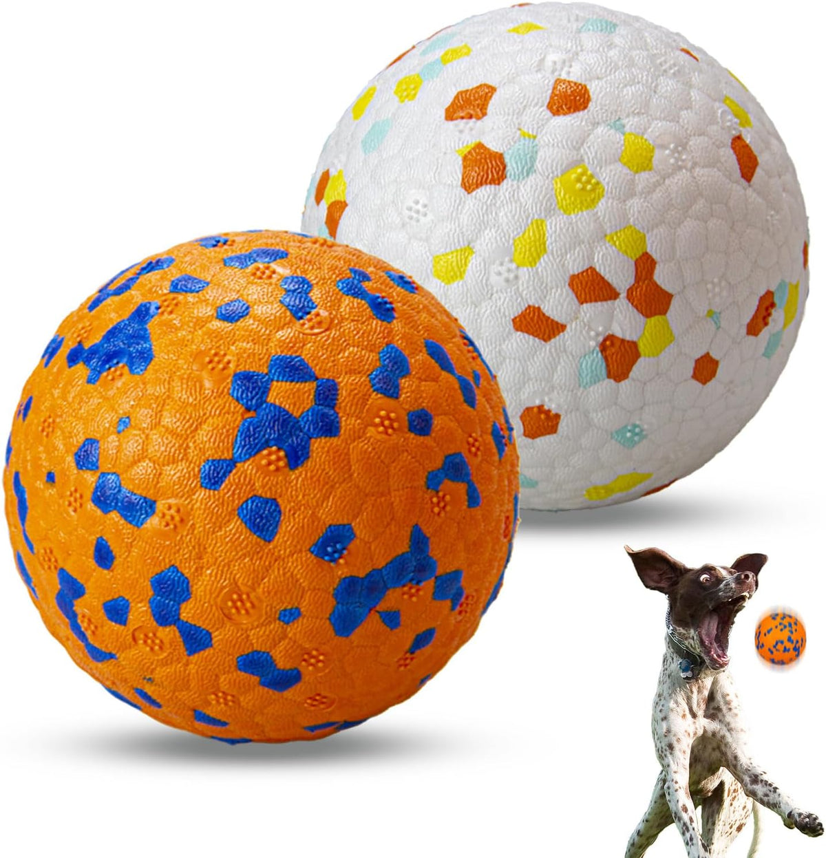 Dog Balls, Indestructible Dog Tennis Balls for Aggressive Chewers – Essentials for Dogs - White & Orange (2-Pack) / Small (2.5" diameter)