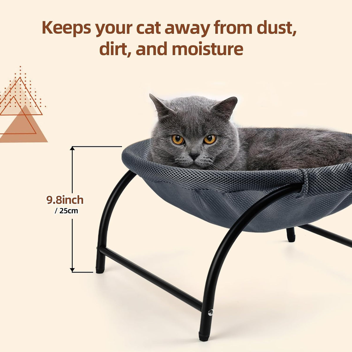 Raised Cat Hammock Bed, Pet Bed for for Indoor Cats - Dark Blue / Mesh - image 3