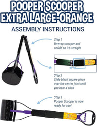 Bodhi Dog Large Foldable Pooper Scooper - 32” Long Handle, Lightweight Portable Pooper Scooper for Small & Large Dogs - Easy to Use - Made with Premium Durable Materials (Purple)