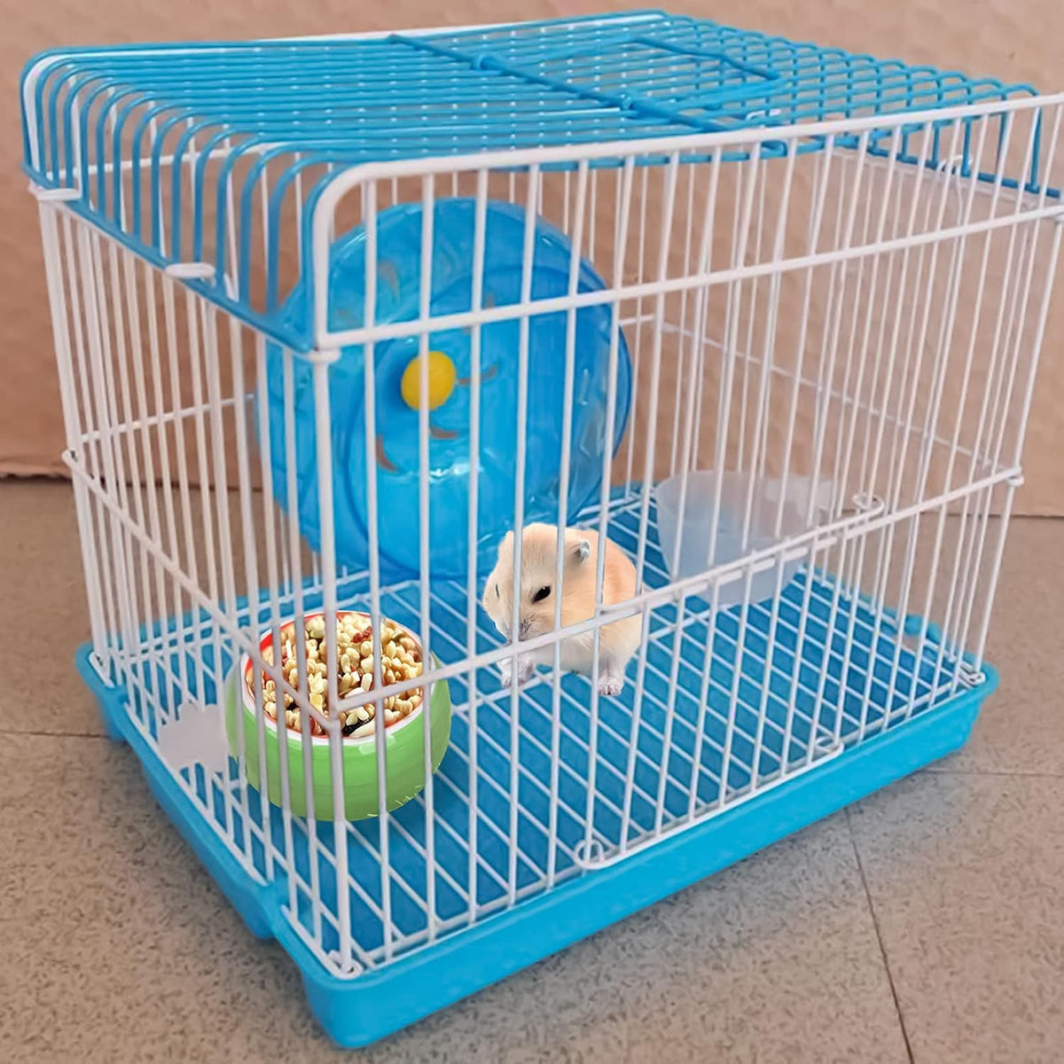 2 Pack Hamster Bowl Ceramic Prevent Chewing Feeding Bowl Water Food - Green Orange - image 2