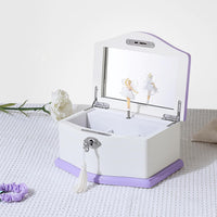 Ballerina Musical Jewelry Box with Mirror for girls，Kid's Jewelry - white/purple-medium