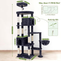 Globlazer Giant Cat Tree, 83 inch Cat Tree for Indoor Cats Large Adult, XXL Cat Tower with 9 Scratching Posts for 20lb+ Heavy Duty Large Adult Cats, F83, Dark Grey