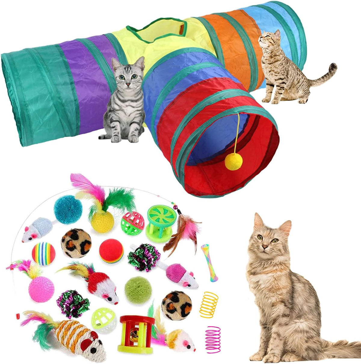 32Pcs Cat Toys Kitten Interactive Pet Toys Assortments - 3 way