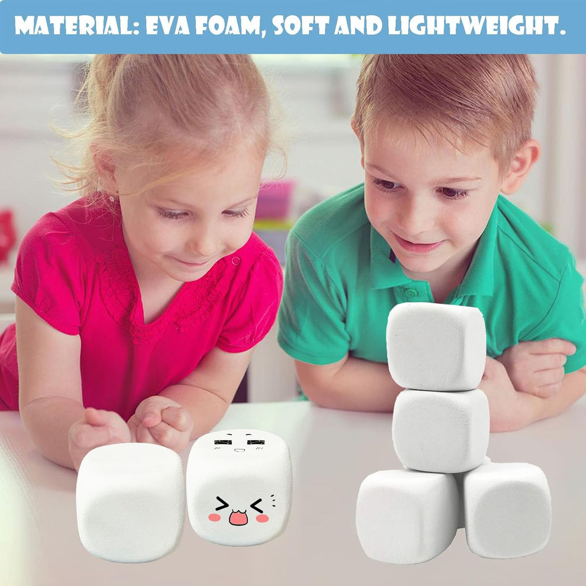 QIDIWIN 12 blank white EVA foam dice for kids to paint and decorate - view 9