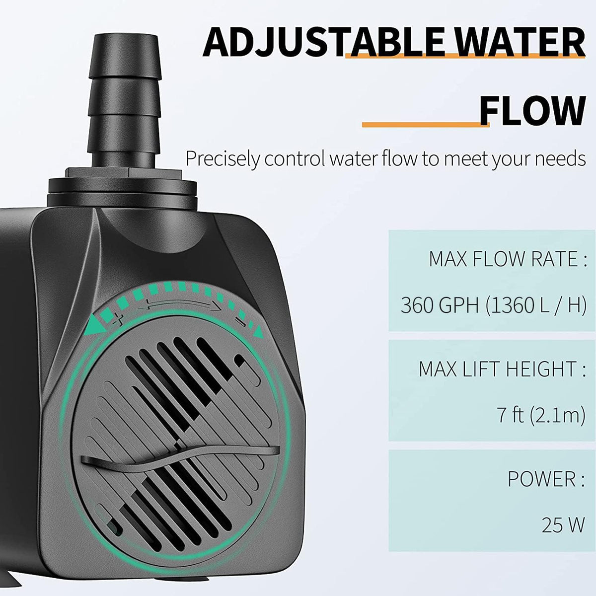 Uniclife 80 GPH Submersible Water Pump 4W 2.4ft High Lift Quiet Pump - 400 GPH - image 3