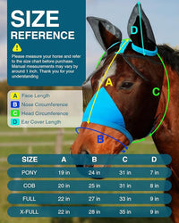 Hilltown Adjustable Fly Mask for Horse with Ears - UV-Block, Large Eye Space, Breathable, Built to Last, Comfort Fit - Horse Fly Mask for Daily Stable, Hot Weather Riding & Competition - Pony, Blue