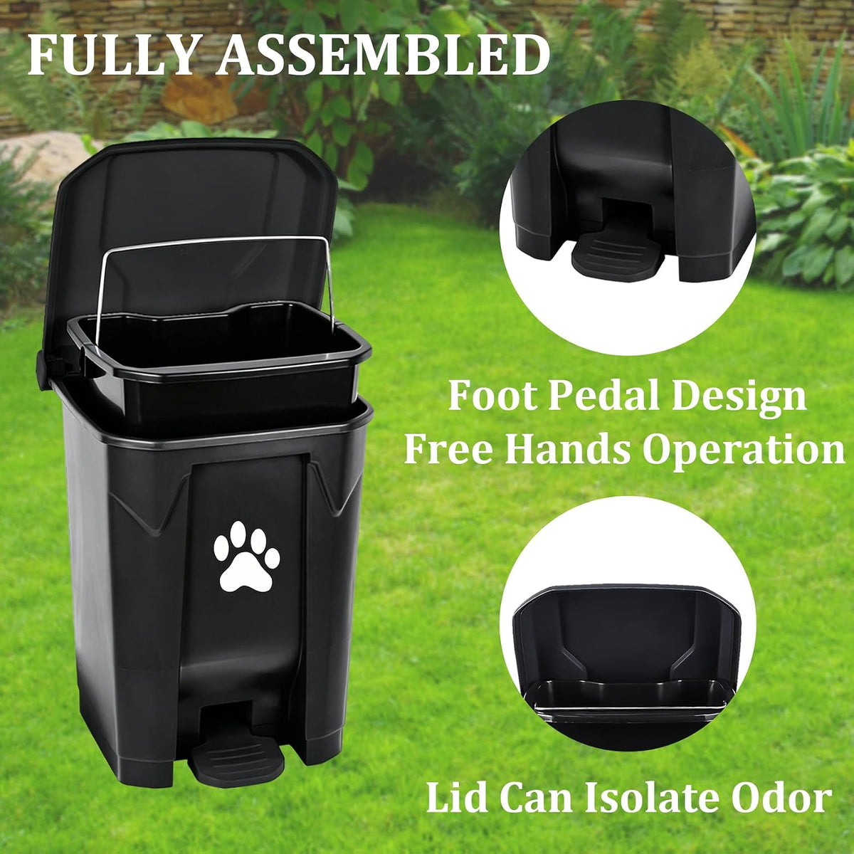Dog Poop Trash Can Outside with Poop Scooper - Black / 20L - image 4
