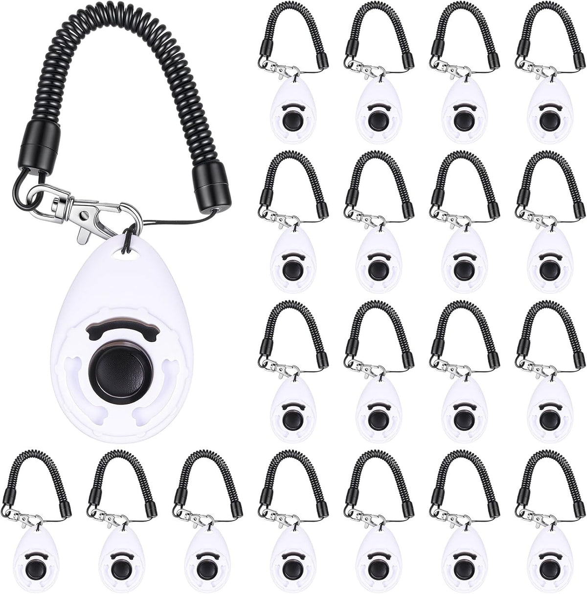 Frienda 18 Pcs Dog Training Clicker with Wrist Strap for Pets - White
