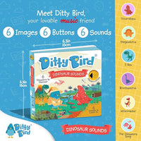 Ditty Bird Dinosaur Book for Toddlers | Realistic Dino Sound Book | Interactive T-Rex Board Books for Toddlers 1-3 | Sensory, Musical Books for Dino Lovers | Sturdy Nursery Rhyme Toys for Baby