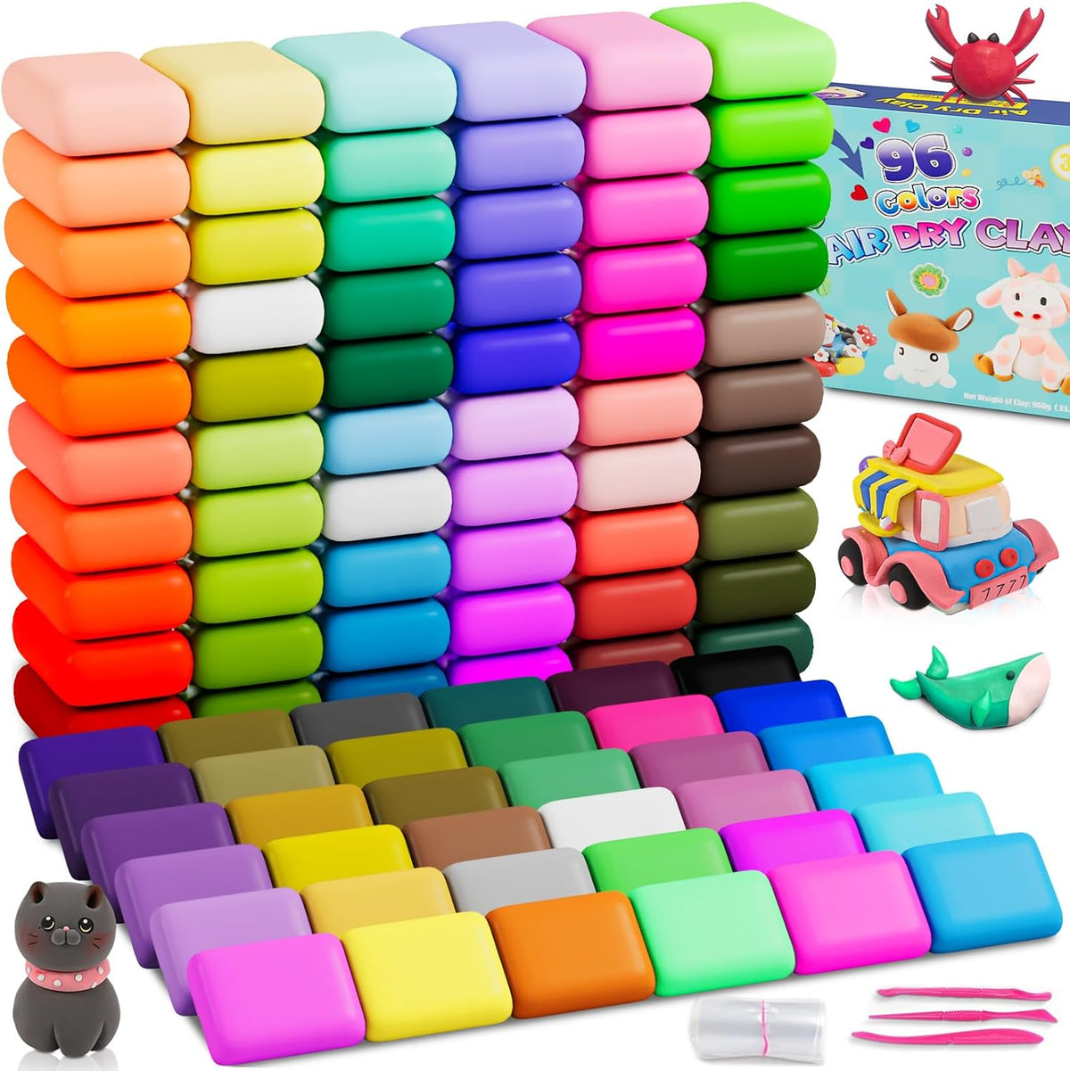 EDIFON Air Dry Clay, 36 Colors Foam Magic Modeling Clay for Kids DIY Crafts – Fun for Kids & Family - Multicolor (96 Colors)