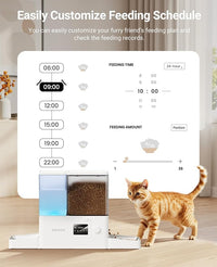 Rojeco 36Cups/8.5L WiFi Automatic Cat Feeder and Gravity Water Dispenser,Stainless Steel Bowls 2-in-1 Large Capacity 5L Food Dispenser with APP and 3.5L Water Fountain for Pets,Dogs,Puppies,Kittens