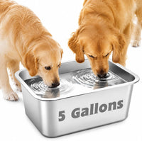 YUEPET 3 Gal Large Stainless Steel Dogs Water Bowl - 5 Gallons