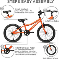 AVASTA Bilbo 18 20 24 Inch Kids Bike for Boys Girls Youth 5-14 Years - Orange / 20 Inch with Kickstand - image 2