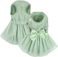 ASENKU Dog Dress Pet Wedding Dress Puppy Birthday Party Outfit - Icy-Green / Small