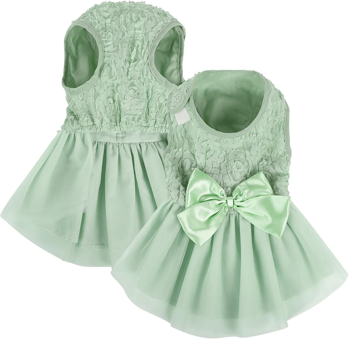 ASENKU Dog Dress Pet Wedding Dress Puppy Birthday Party Outfit - Icy-Green / Small
