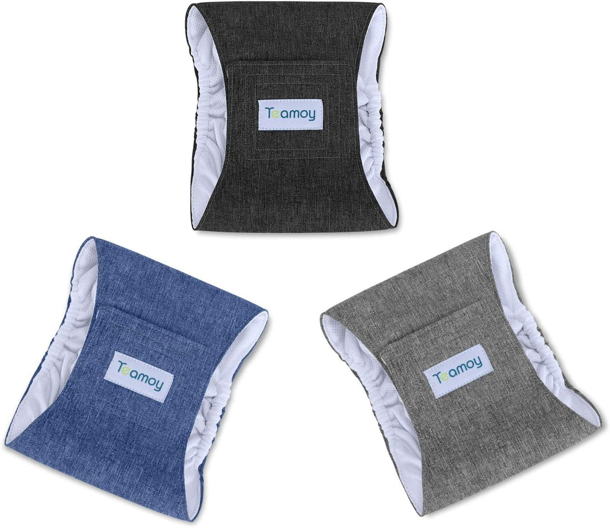 Teamoy Belly Bands for Male Dogs, Washable Wrap Diapers, S - S(10"-13"Waist) / Black+ Gray+ Blue - image 2