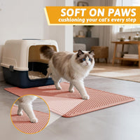 Pieviev Cat Litter Mat, Double-Layer Waterproof Litter Trap - Coral Red / 30x24 Inch - image 4