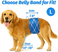 Pet Soft Dog Belly Bands - Washable Dog Diapers Belly Band for Male Dogs, Reusable Male Dogs Wraps - Blue Plaid / Large (14''-18'') - image 4