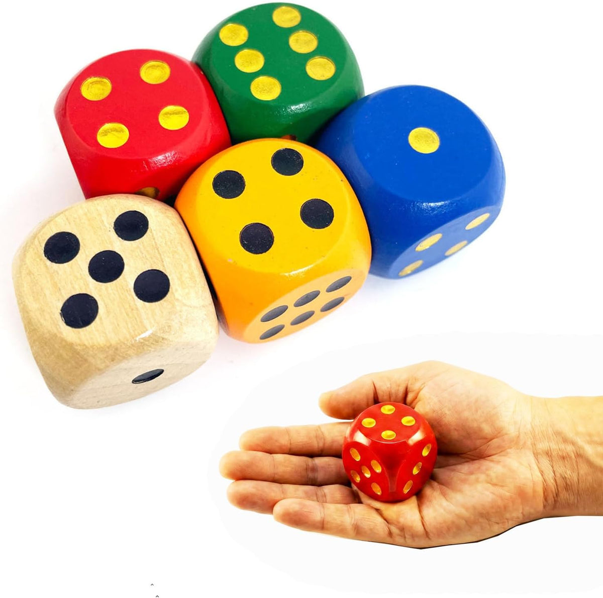 SmartDealsPro Set of 5 Random Color Large 1/5" Round Edge Wooden - 5 Colors 5 Pieces