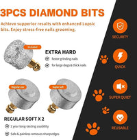Dog Nail Grinder with 2 LED Lights Powerful 2 Speeds Super Quiet Dog Nail Trimmers with 3 Grinding Wheels Rechargeable Pet Dog Nail Clippers for Large Medium Puppy Dogs Dog Nail File Cat Nail Clipper
