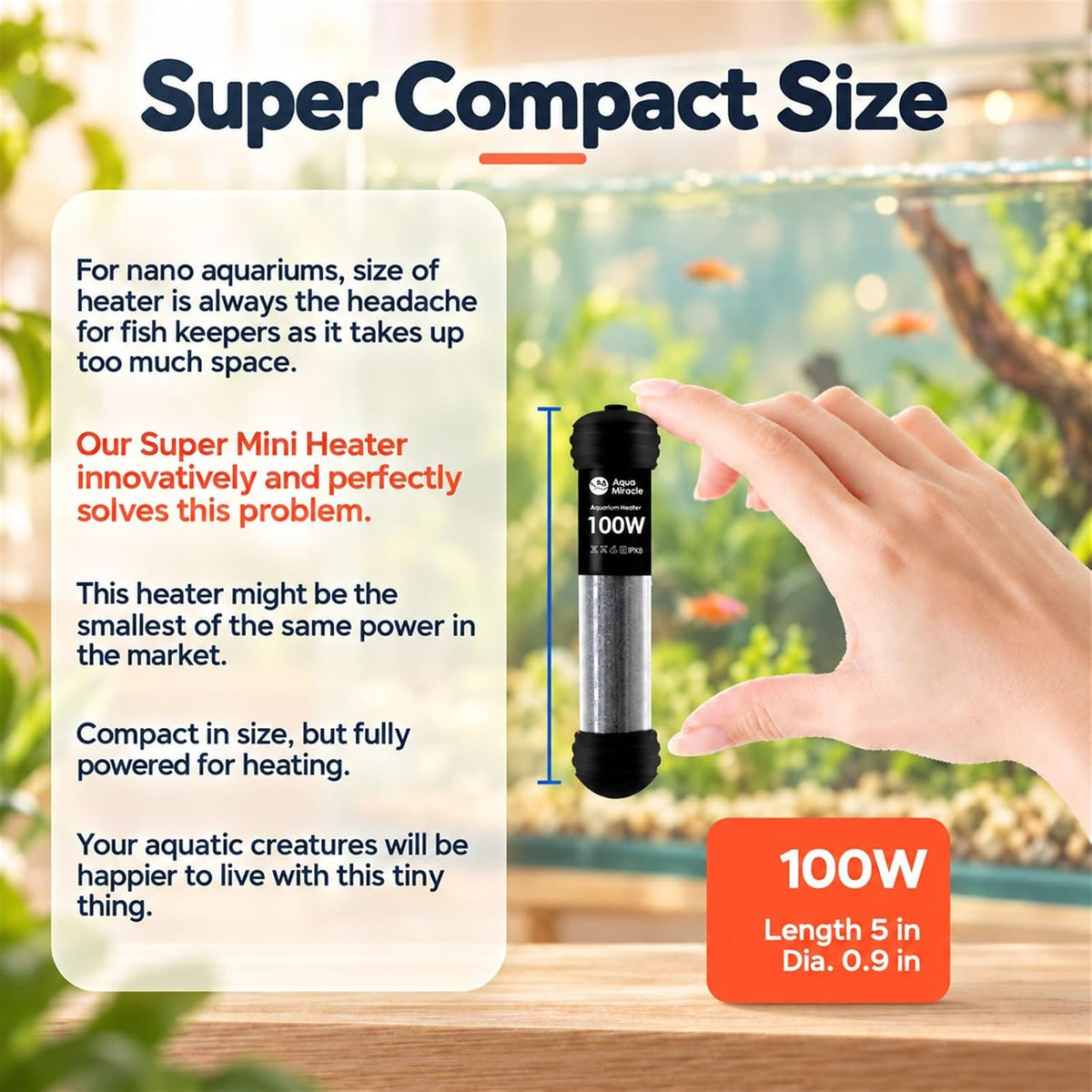 AquaMiracle 100W Dual LED Display Small Aquarium Heater for 10-20 Gal - 10-20 Gal Tanks - image 2