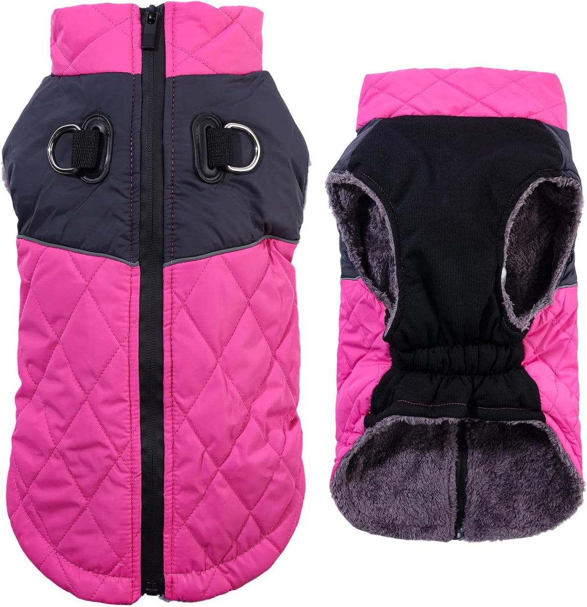 Winter Dog Coats for Small Dogs, Puppy Jacket with Harness - Pink(Standard) / XX-Large