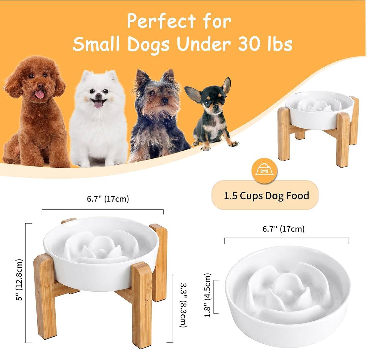 Elevated Slow Feeder Dog Bowl - White / 1.5 Cups - image 2