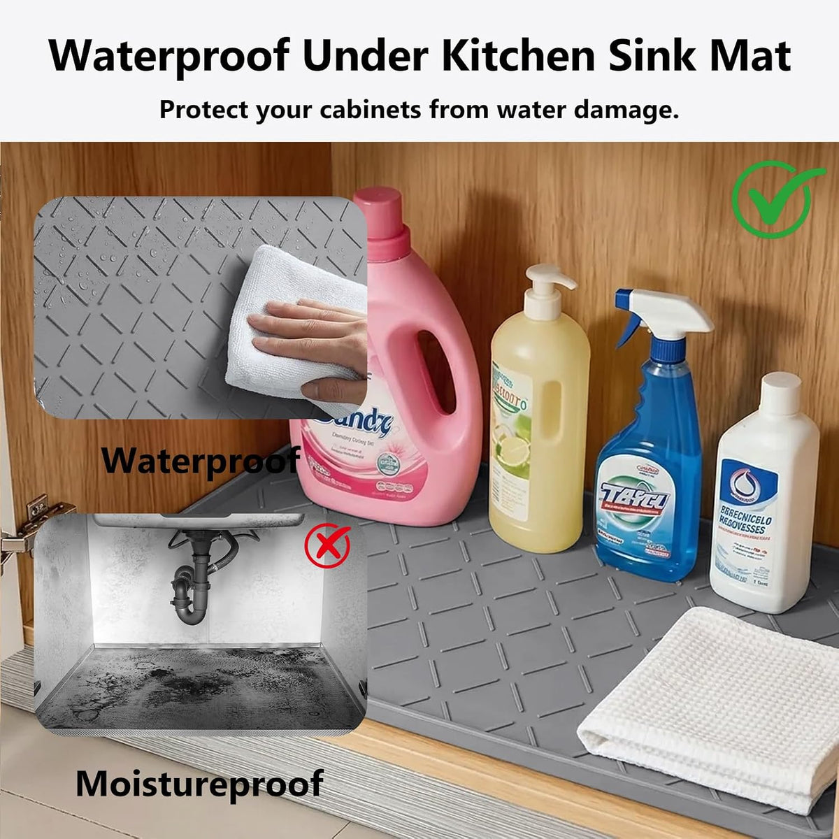 MateeyLife Silicone Waterproof Mat for Dog & Cat Food Mat 19"X12" – Essentials for Dogs - 22''W x 31''L / Dark Grey - image 4