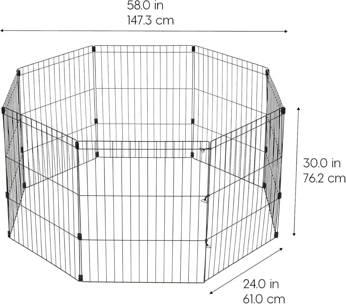 IRIS USA 8-Panel Exercise Pen, Heavy Duty - 30"H / Black - image 2