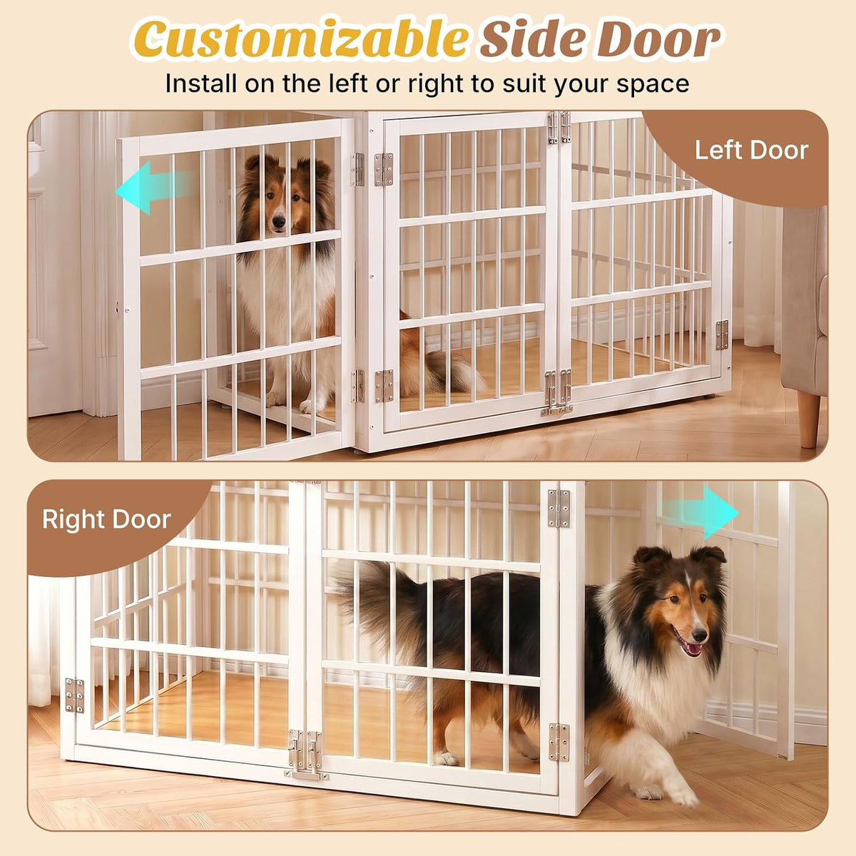 DUMOS Dog Crate Furniture 38 Inch Indoor Crate Dog Cage Wooden Kennel – Essentials for Dogs - White / 42.1"L x 30.0"W x 30.2"H / 1 - image 3